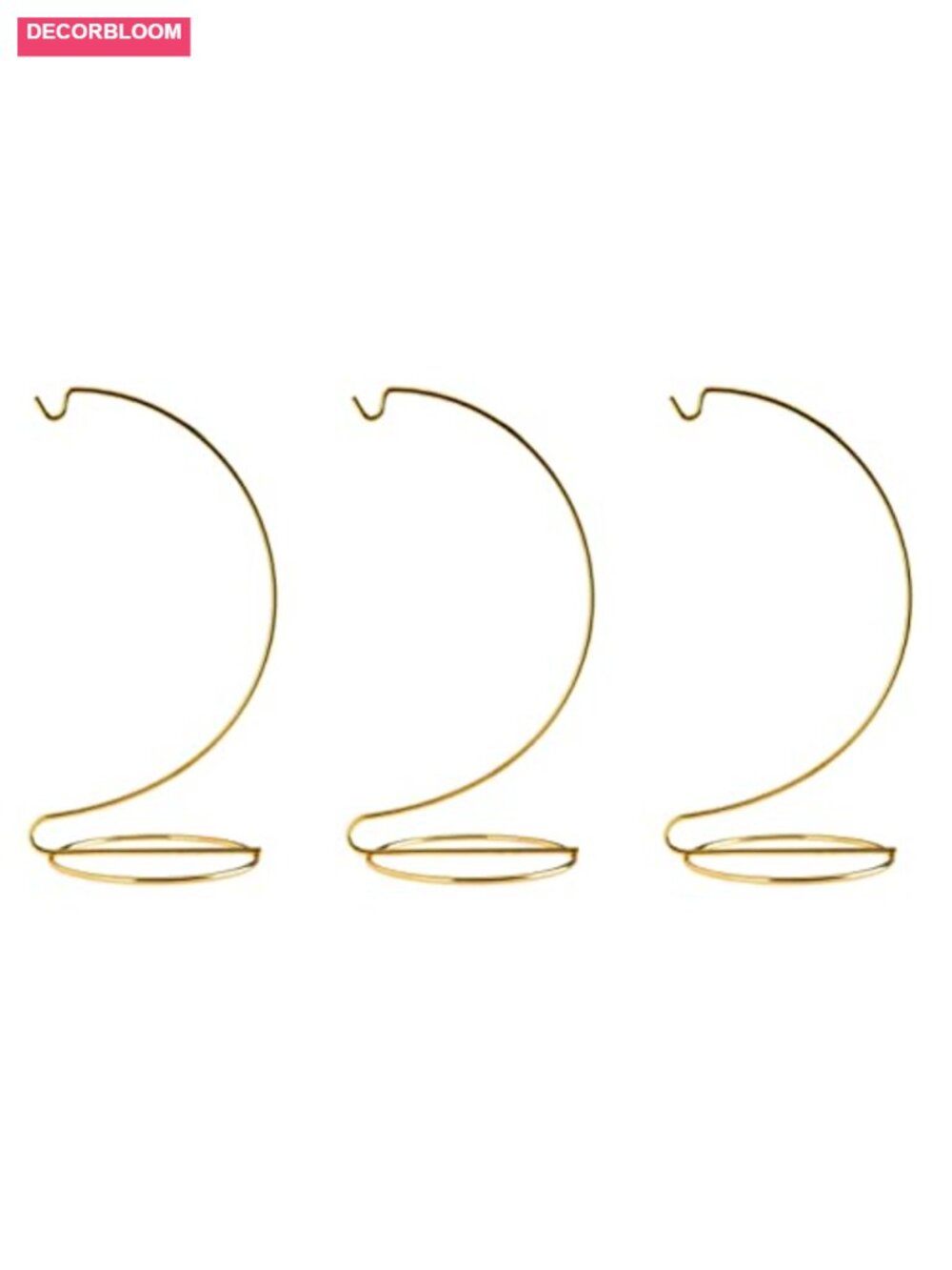 8 Inch Ornament Display Stand Hanger Holder Gold Plated Metal Pack of 3